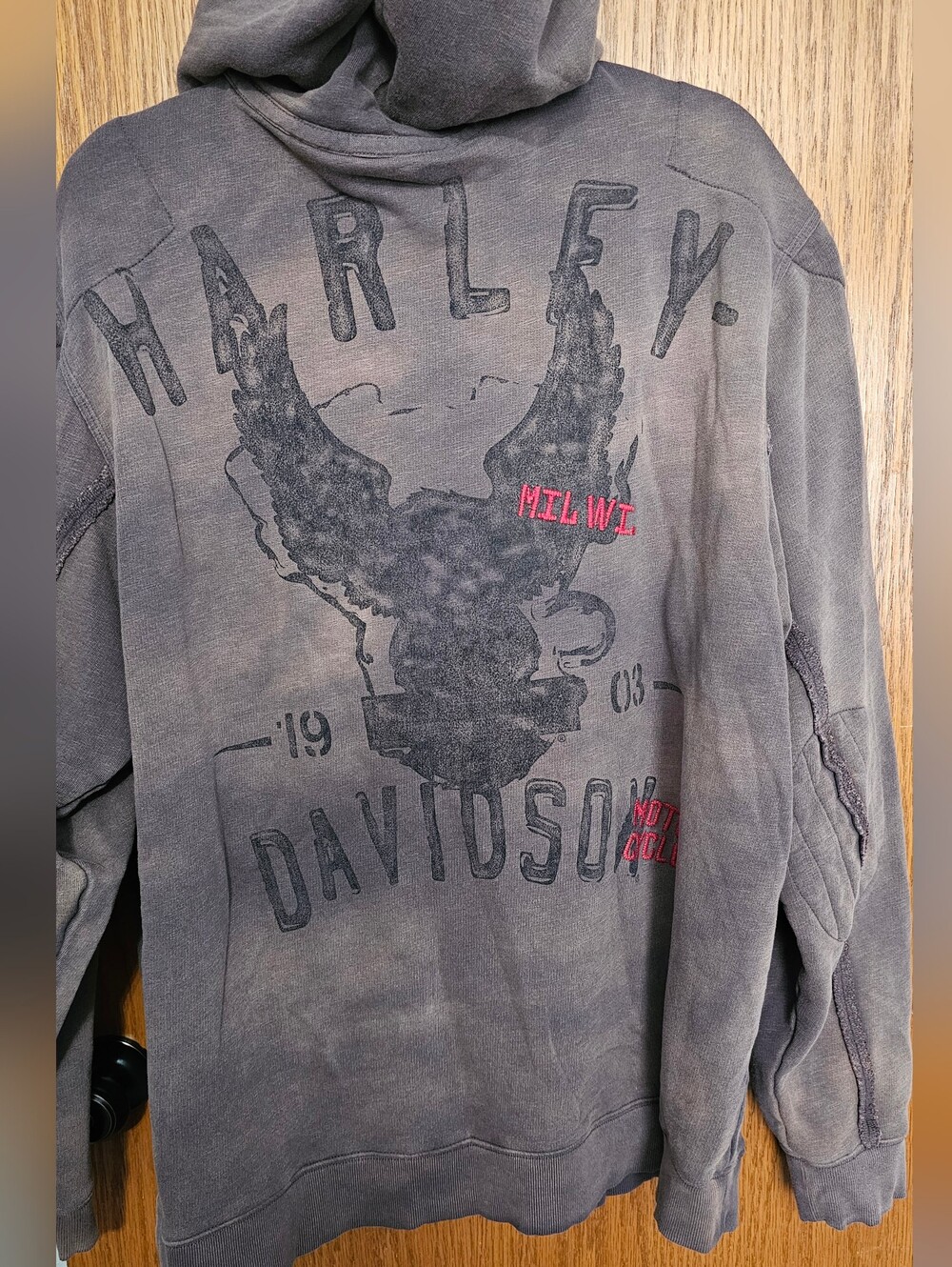 FINAL..Harley-Davidson Brown Weathered Look Hoodie - Picture 9 of 9